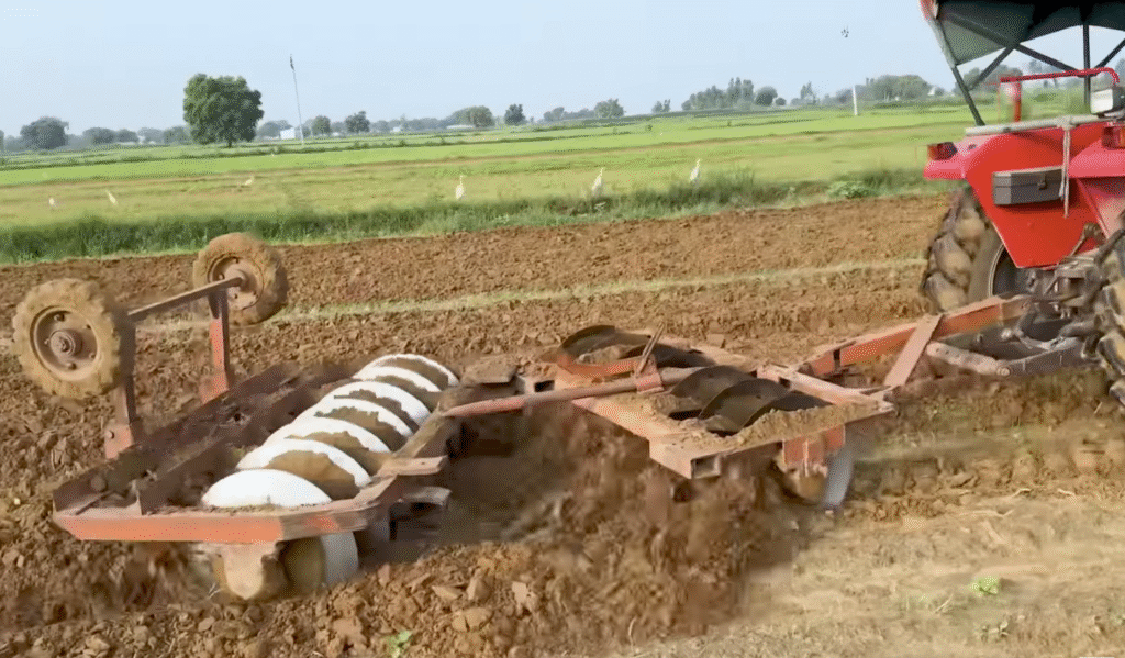 ploughing land